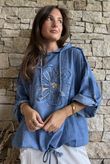 Rustic Nature Linen Blend Hippie Shake Hoodie Washed Navy